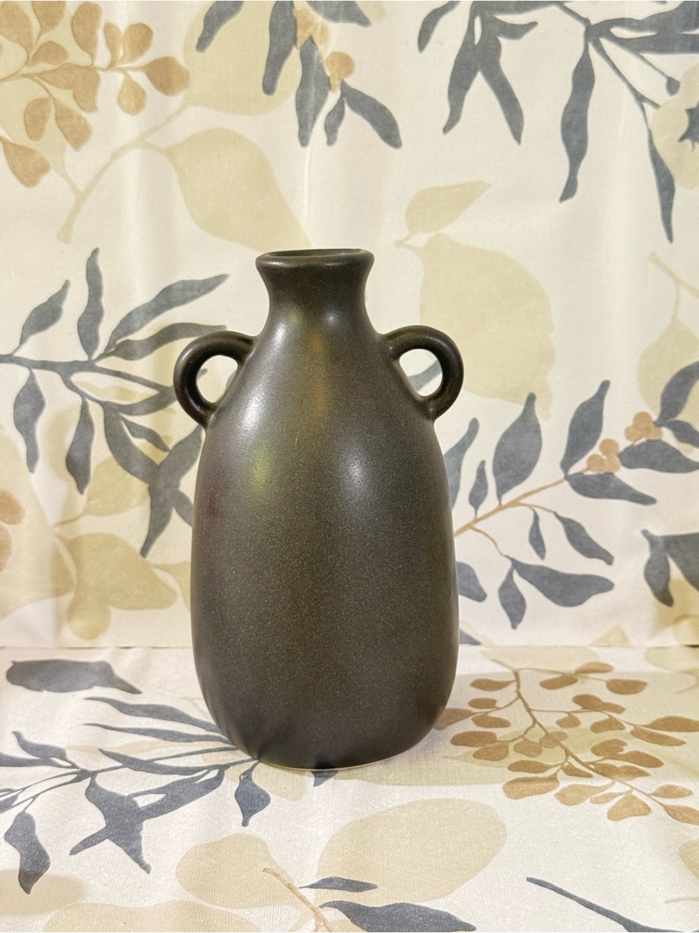 NWOT Matte Black Ceramic Double-Handled Vase